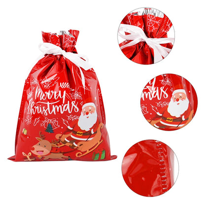 2024 Big Christmas Drawstring Gift Bag Candy Cookie Packaging Bag Noel Merry Christmas Home Decoration New Year 2025 Kids Favor