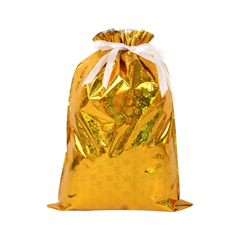 2024 Big Christmas Drawstring Gift Bag Candy Cookie Packaging Bag Noel Merry Christmas Home Decoration New Year 2025 Kids Favor