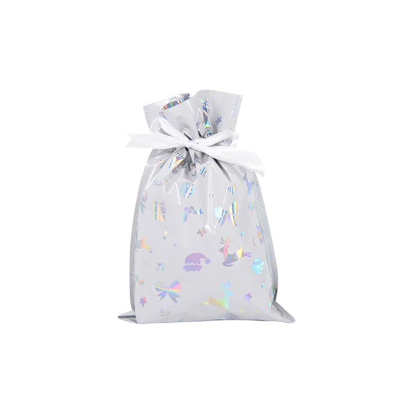 2024 Big Christmas Drawstring Gift Bag Candy Cookie Packaging Bag Noel Merry Christmas Home Decoration New Year 2025 Kids Favor