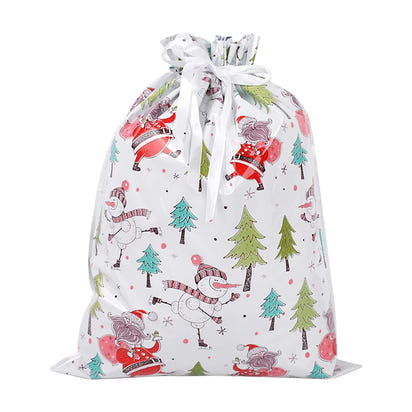 2024 Big Christmas Drawstring Gift Bag Candy Cookie Packaging Bag Noel Merry Christmas Home Decoration New Year 2025 Kids Favor
