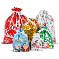 2024 Big Christmas Drawstring Gift Bag Candy Cookie Packaging Bag Noel Merry Christmas Home Decoration New Year 2025 Kids Favor